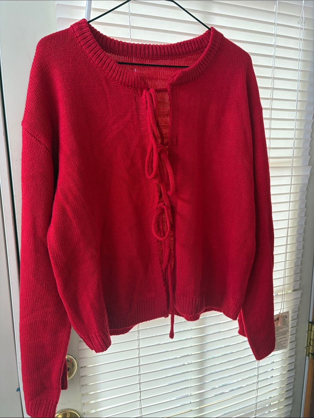 Red Tie-Front Women's Sweater
